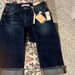 KanCan Women's Deep Indigo Cropped Jeans